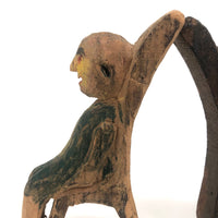 Happy Couple in their Chairs, Pair of Old Painted Carvings