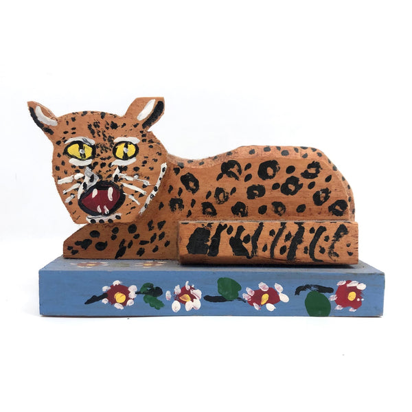 Sweetly Ferocious Wooden Folk Art Leopard