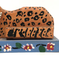 Sweetly Ferocious Wooden Folk Art Leopard