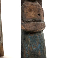 Happy Couple in their Chairs, Pair of Old Painted Carvings