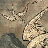 Swarming Gulls Over Moody Sea Old Oil Painting on Wood Panel