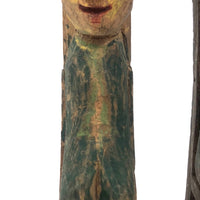 Happy Couple in their Chairs, Pair of Old Painted Carvings