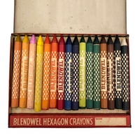 Vintage Blendwel Hexagon Crayons in Original Tin, c. 1940s-50s