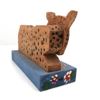 Sweetly Ferocious Wooden Folk Art Leopard