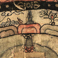 Antique Tibetan Buddhist Hand-drawn, Hand-painted Mandala on Paper