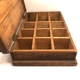 Super Useful Old Double Level Pine Box with Dividers