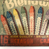 Vintage Blendwel Hexagon Crayons in Original Tin, c. 1940s-50s
