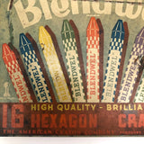Vintage Blendwel Hexagon Crayons in Original Tin, c. 1940s-50s