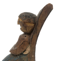 Happy Couple in their Chairs, Pair of Old Painted Carvings