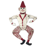 Richard Hubbard's Red and White Jointed Folk Art Clown (with One Ear)