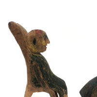 Happy Couple in their Chairs, Pair of Old Painted Carvings