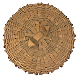 Large Lidded Micmac Natural Ash Splint Basket with Curlicues