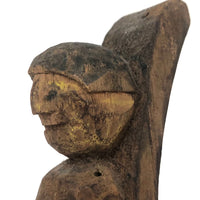 Happy Couple in their Chairs, Pair of Old Painted Carvings