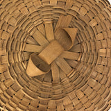 Large Lidded Micmac Natural Ash Splint Basket with Curlicues