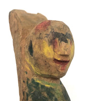 Happy Couple in their Chairs, Pair of Old Painted Carvings