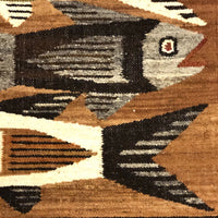 Handwoven Vintage Ecuadorian Tapestry or Rug with Fish Pattern