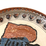 Bulgarian Troyan Style Folk Art Pottery Plate with Winged Woman in Blue