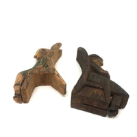 Happy Couple in their Chairs, Pair of Old Painted Carvings