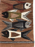 Handwoven Vintage Ecuadorian Tapestry or Rug with Fish Pattern