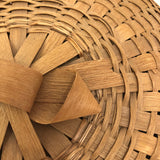 Large Lidded Micmac Natural Ash Splint Basket with Curlicues