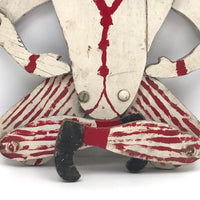 Richard Hubbard's Red and White Jointed Folk Art Clown (with One Ear)