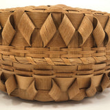 Large Lidded Micmac Natural Ash Splint Basket with Curlicues