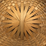 Large Lidded Micmac Natural Ash Splint Basket with Curlicues