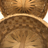 Large Lidded Micmac Natural Ash Splint Basket with Curlicues