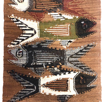 Handwoven Vintage Ecuadorian Tapestry or Rug with Fish Pattern
