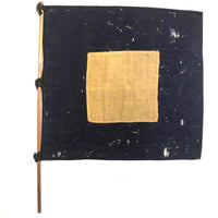 Beautiful Old Yellow on Navy Linen Signal / Semaphore Flags - A Pair