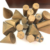 Very Used Partial Set of Antique Milton Bradley Geometric Solids in Original Box