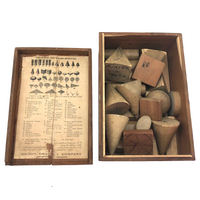 Very Used Partial Set of Antique Milton Bradley Geometric Solids in Original Box