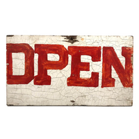 Red on White Hand-painted Double Sided OPEN + Cabbage Sign