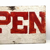 Red on White Hand-painted Double Sided OPEN + Cabbage Sign
