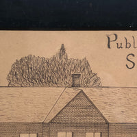 Wonderful Pen and Ink Drawing of Schomberg Public School, Ontario, 1903-4
