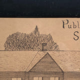 Wonderful Pen and Ink Drawing of Schomberg Public School, Ontario, 1903-4