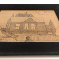 Wonderful Pen and Ink Drawing of Schomberg Public School, Ontario, 1903-4