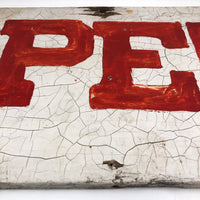 Red on White Hand-painted Double Sided OPEN + Cabbage Sign