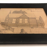Wonderful Pen and Ink Drawing of Schomberg Public School, Ontario, 1903-4