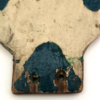 Painted Old Folk Art Wooden Rabbit with Blue Coat