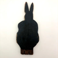 Painted Old Folk Art Wooden Rabbit with Blue Coat