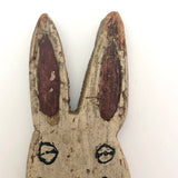 Painted Old Folk Art Wooden Rabbit with Blue Coat