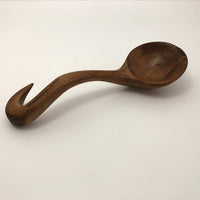 Carved Wooden Spoon with Curvy, Hooked Handle