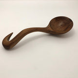 Carved Wooden Spoon with Curvy, Hooked Handle