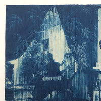 Woman in Parlor Behind Beaded Curtain, 1909 British Cyanotype