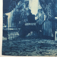 Woman in Parlor Behind Beaded Curtain, 1909 British Cyanotype