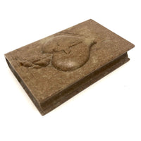 Carved Folk Art Stone Bible with Sacred Heart (With Two Small Repairs)