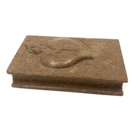Carved Folk Art Stone Bible with Sacred Heart (With Two Small Repairs)
