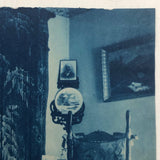 Woman in Parlor Behind Beaded Curtain, 1909 British Cyanotype