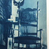 Woman in Parlor Behind Beaded Curtain, 1909 British Cyanotype